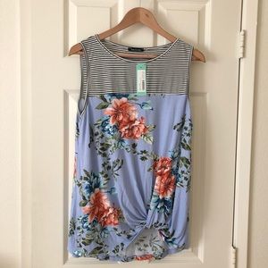 NWT- Pink Clover Pallas Knot Front Knit Top